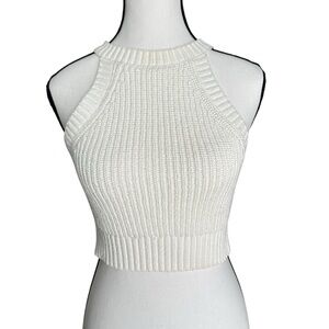 NWT Hunter & Brown Ribbed Knit High Neck Halter Crop Top‎ - Small Clean Girl